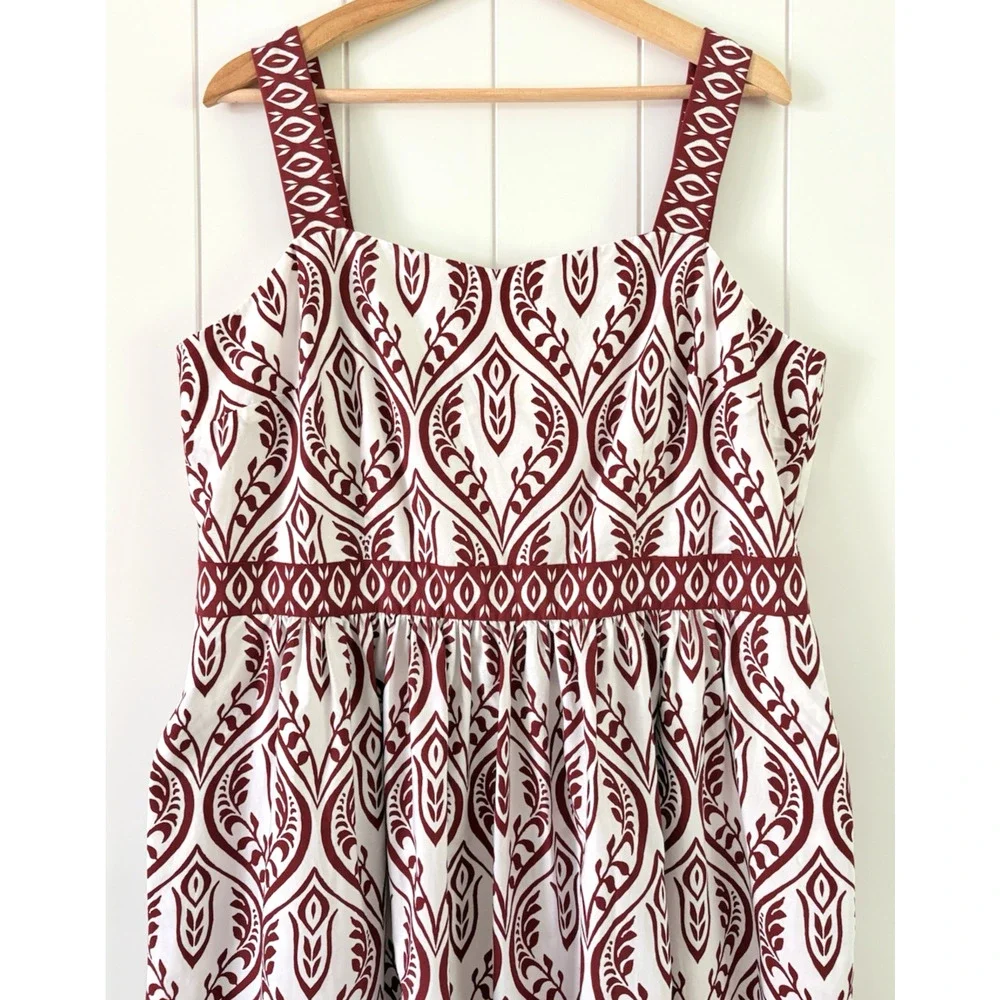 Talbots Modern Cotton Poplin Fit & Flare Maxi Dress Bohemian Medallion 16 Petite - Picture 4 of 10